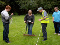 Community archaeology, town students conduct resistivity surveys in Wigan Rectory grounds, 2009